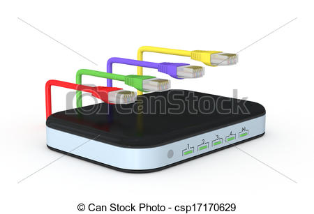 450x307 One Modem Router With Network Cables (3d Render) Clip Art
