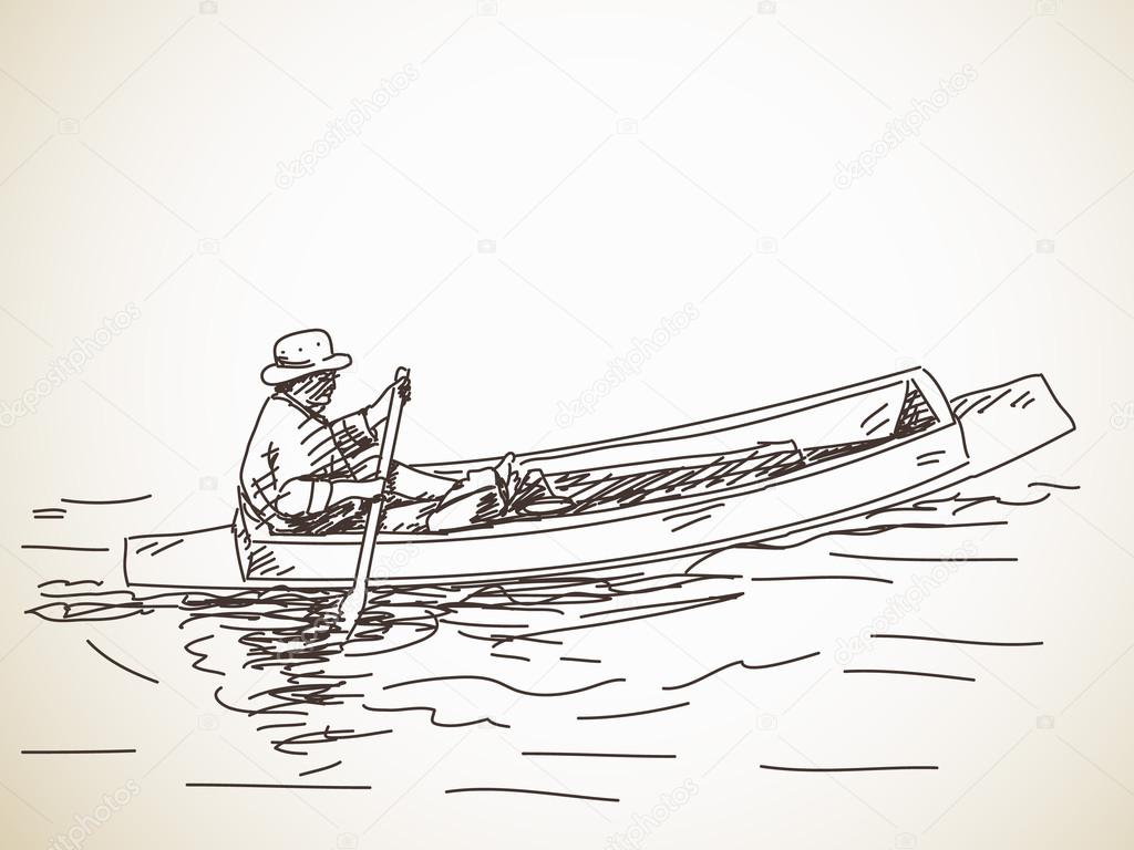 1024x768 Sketch Of Small Row Boat Stock Vector Olgatropinina