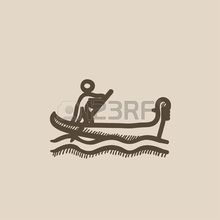 450x450 Sailor Rowing Boat Sketch Icon. Royalty Free Cliparts, Vectors