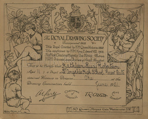 512x414 Certificate Given By The Royal Drawing Society