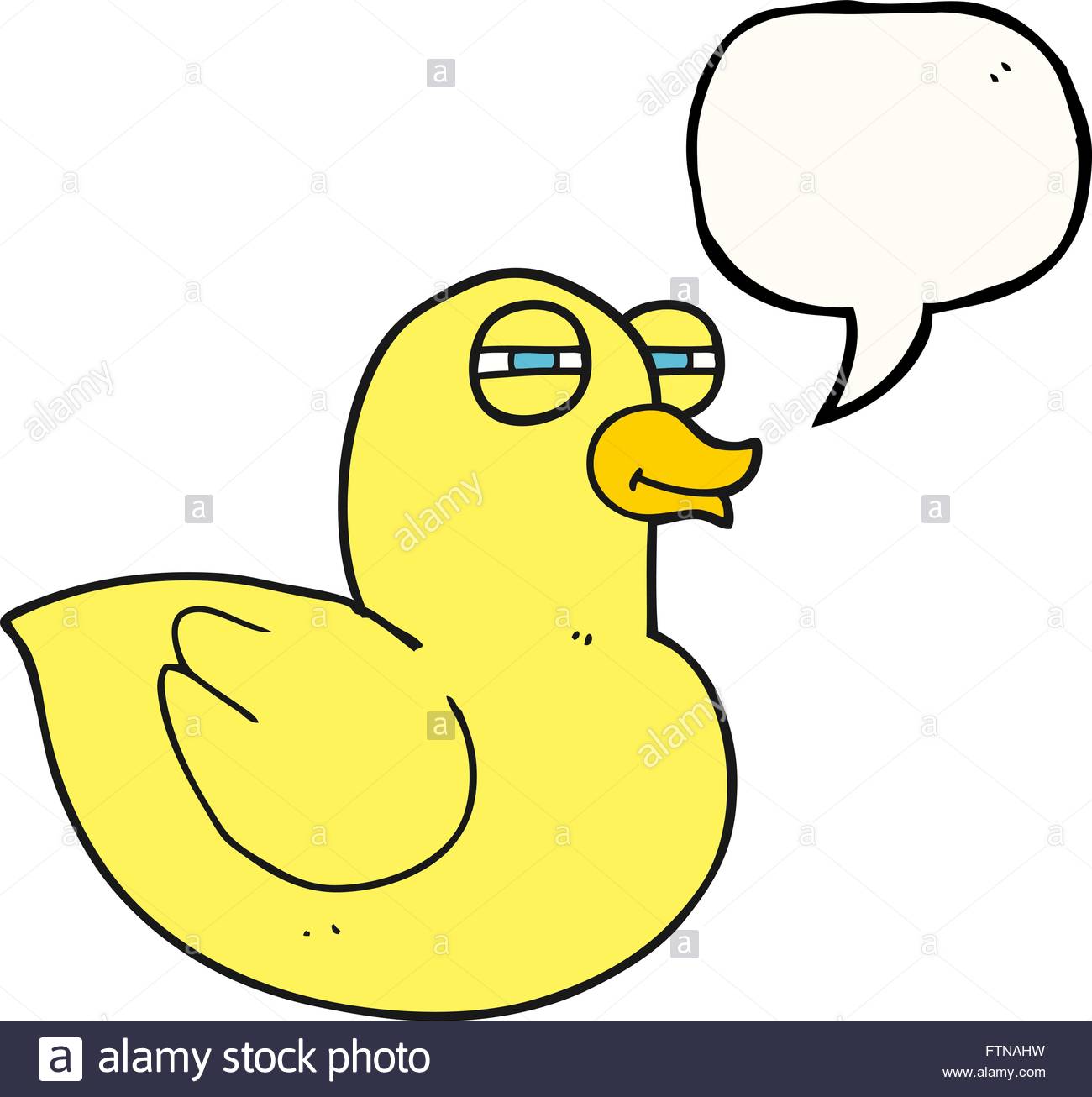 1300x1306 Freehand Drawn Speech Bubble Cartoon Funny Rubber Duck Stock