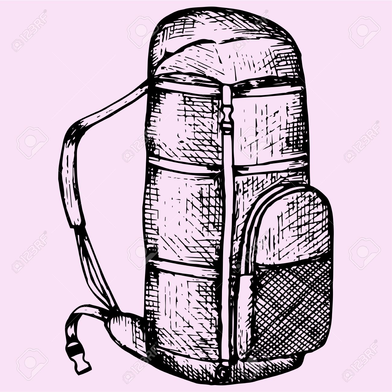 1300x1300 Touristic Backpack Doodle Style Sketch Illustration Hand Drawn