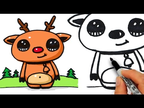 480x360 How To Draw Cute Rudolph The Red Nosed Reindeer Easy Beginner