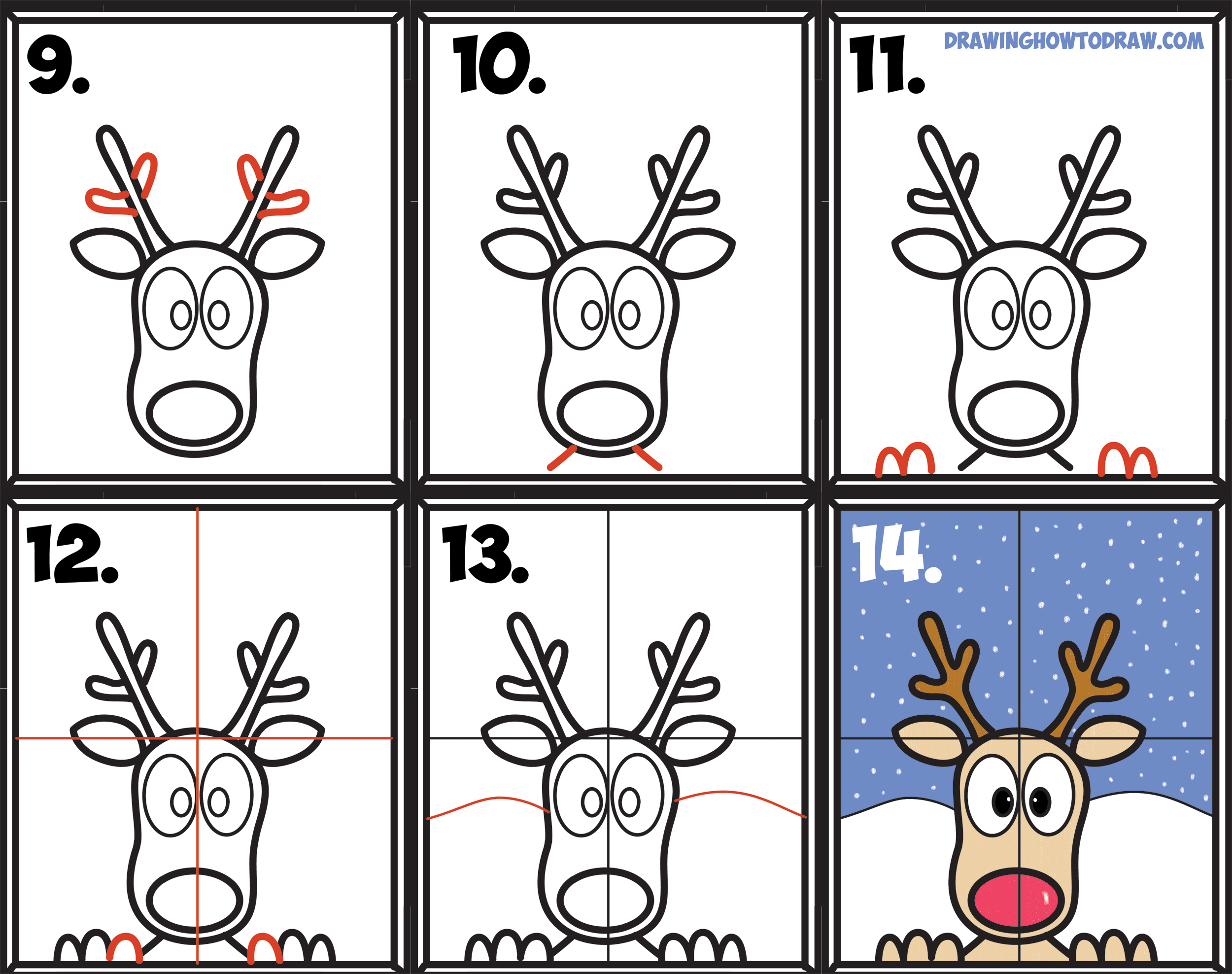 2500x1976 How To Draw Rudolph The Red Nosed Reindeer Looking In Window Easy