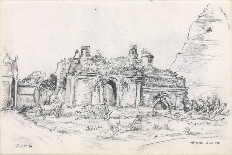 770x516 Saatchi Art Sketch Of Bagan Temple Ruins Drawing By Rudolf Mitter