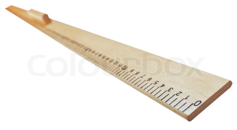 800x439 Drawing Wooden Meter Ruler Isolated On White Background Stock