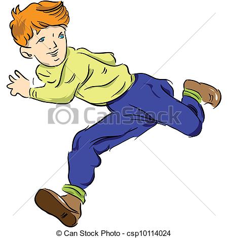 450x470 Running Child. The Boy Runs And Looks Away. Vector Clip Art
