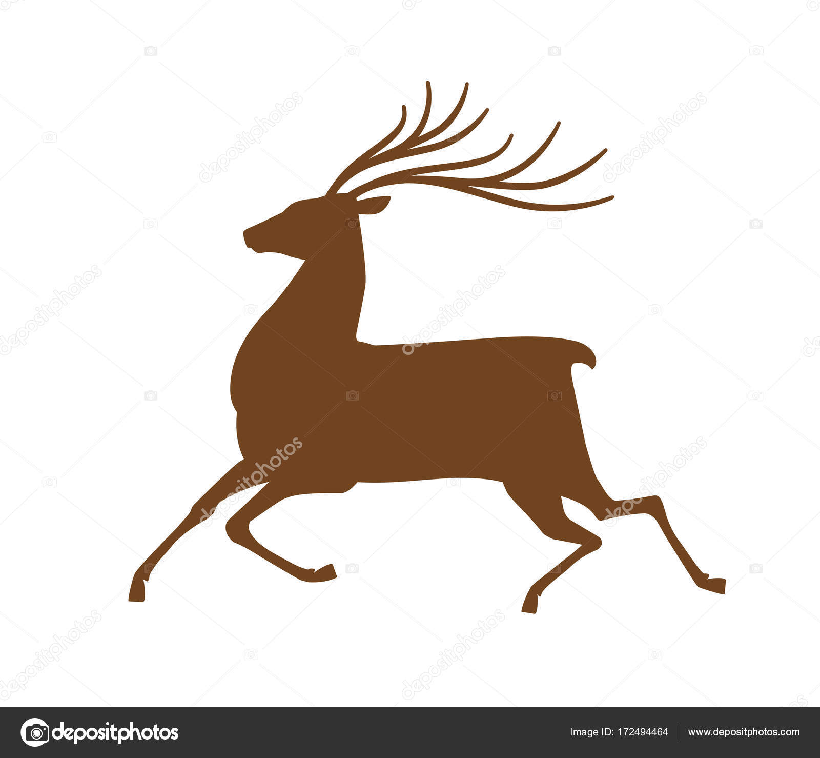 1600x1478 Running Deer, Icon Or Symbol. Reindeer, Animal Silhouette. Vector