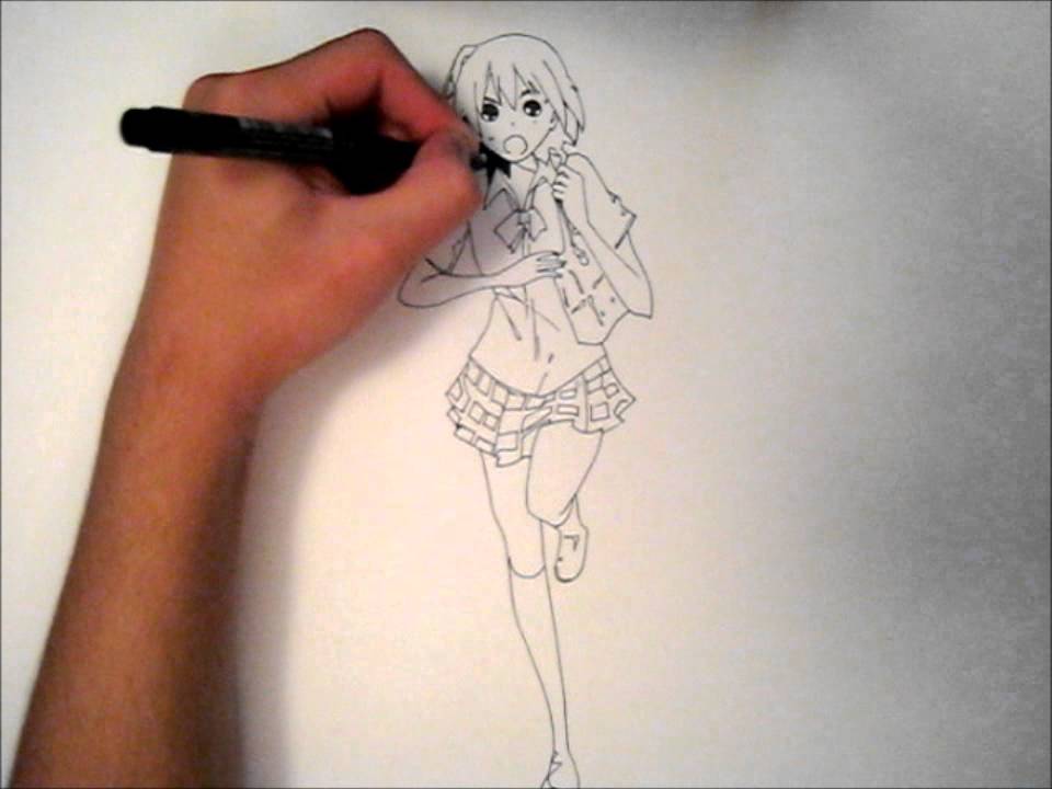 960x720 Manga Girl Running Drawing Time Lapse