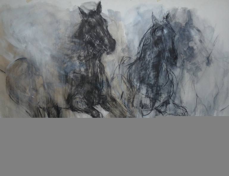 770x593 Saatchi Art Running Horses Drawing By Mandy Racine