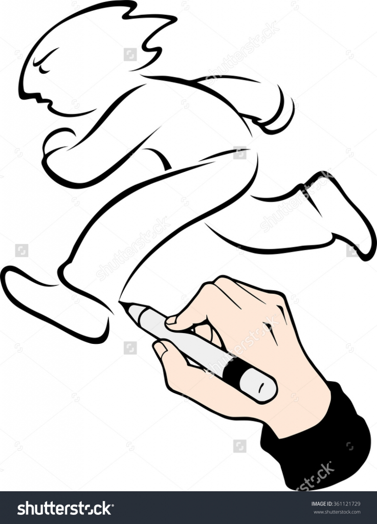 737x1024 Cartoon Drawing Running Man