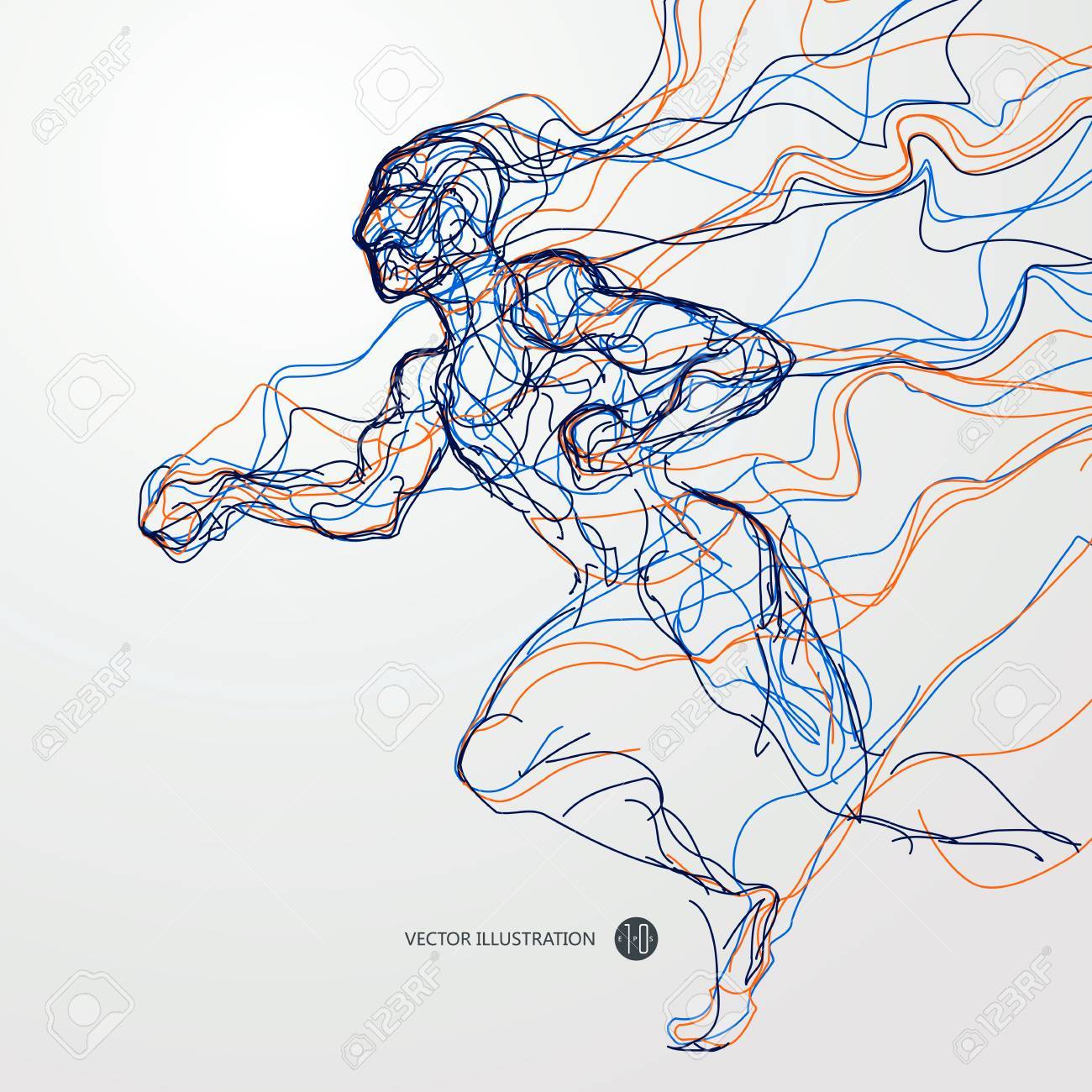 1300x1300 Running Man, Colored Lines Drawing Royalty Free Cliparts, Vectors