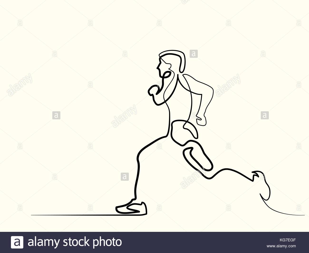 1300x1064 Continuous Line Drawing. Sport Running Man. Vector Illustration