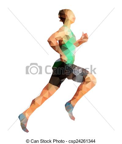399x470 Running Man. Isolated Vector Drawing Of Triangles Eps Vector