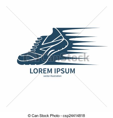 450x470 Vector Speeding Running Shoe Symbol, Icon Or Logo. Speeding