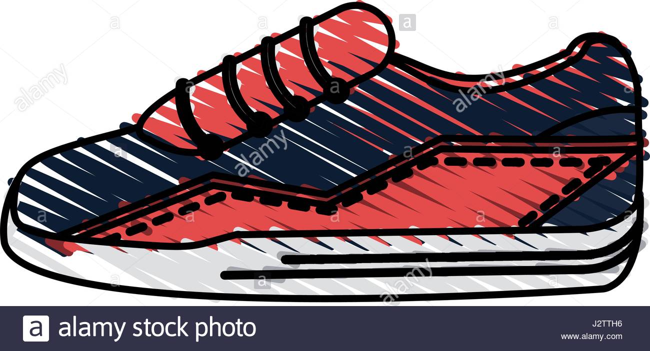 1300x703 Color Drawing Pencil Cartoon Sneaker Sport Shoes Stock Vector Art