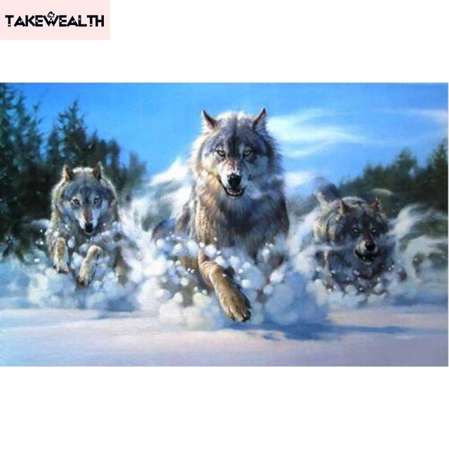 640x640 Diamond Drawing Running Wolf Animal Diy Home Decor Diamond