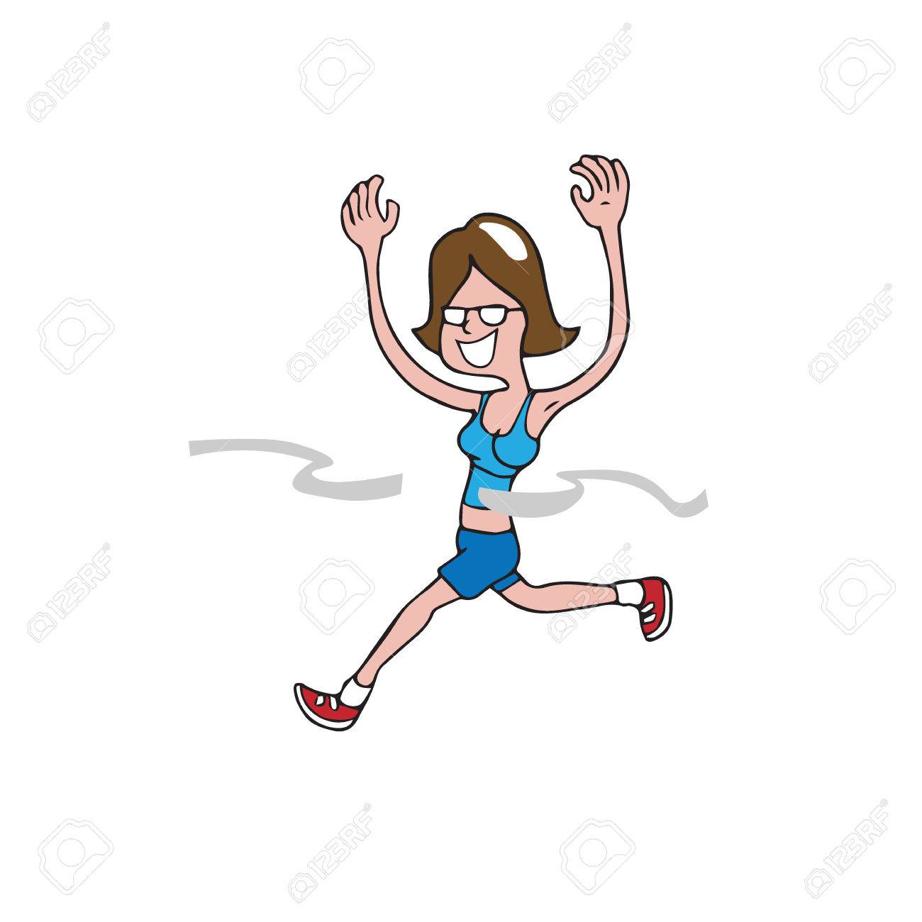 1300x1300 People Woman Running Finish Line Cartoon Royalty Free Cliparts