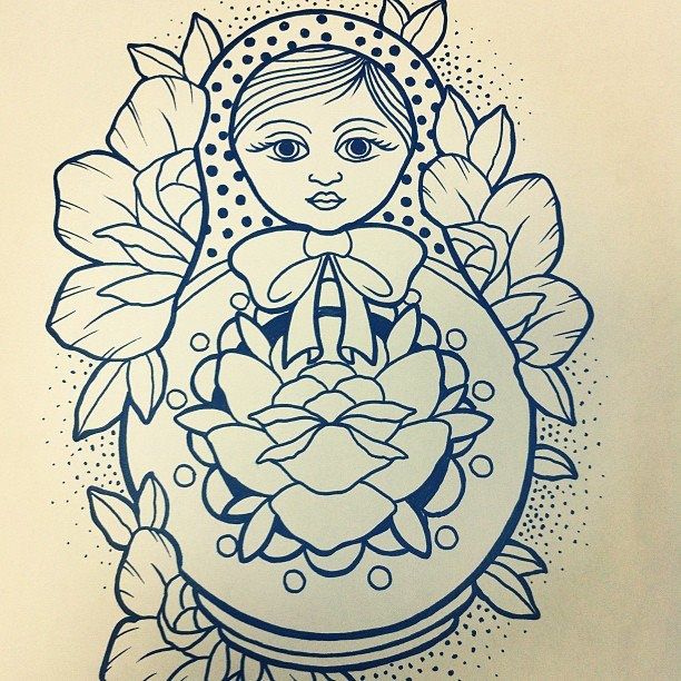 612x612 Russian Doll Drawing