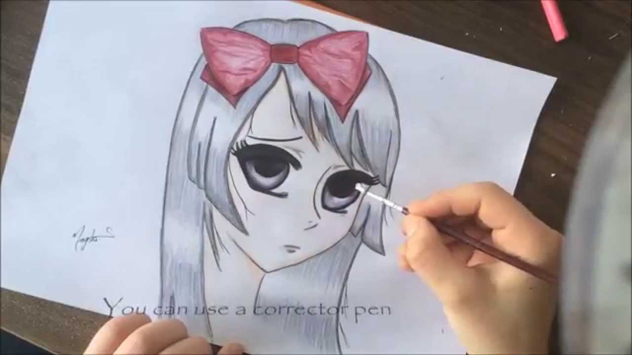 1280x720 Drawing And Coloring Sad Anime Girl