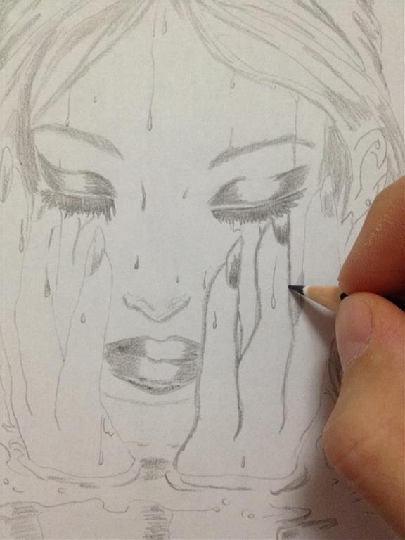 576x768 Drawing Sadness Girl By Kseniya D