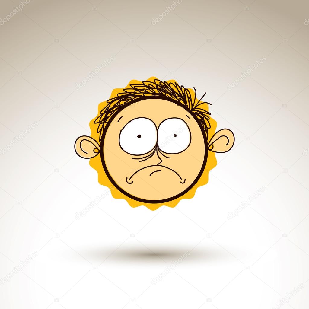 1024x1024 Colorful Drawing Of Sad Person Face Stock Vector Ostapius
