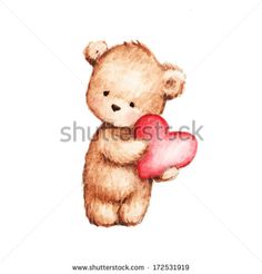 236x246 The Drawing Of Teddy Bear With Red Balloon And Flowers. Printable