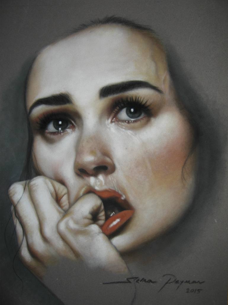 770x1027 Saatchi Art Sad Woman 35 X 50 Cm Soft Pastel On Velvet Paper