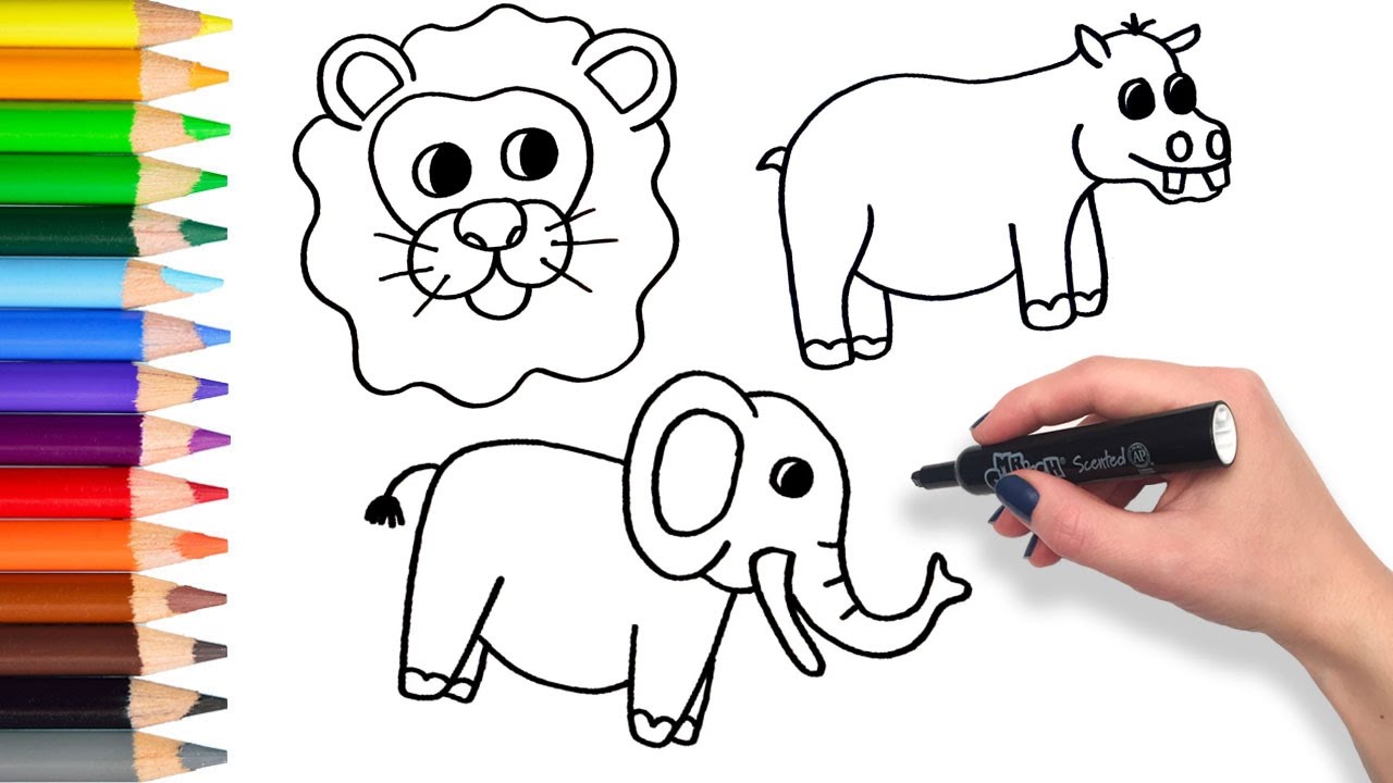 1280x720 Learn To Draw Safari Animals Compilation Teach Drawing For Kids