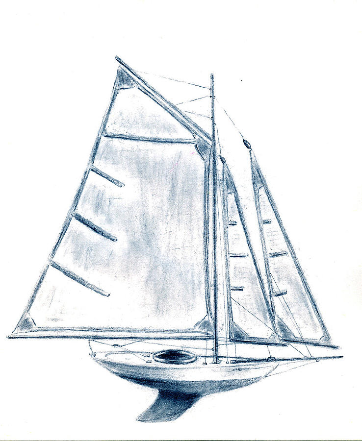 738x900 Sail Boat Drawing By Michael Vigliotti