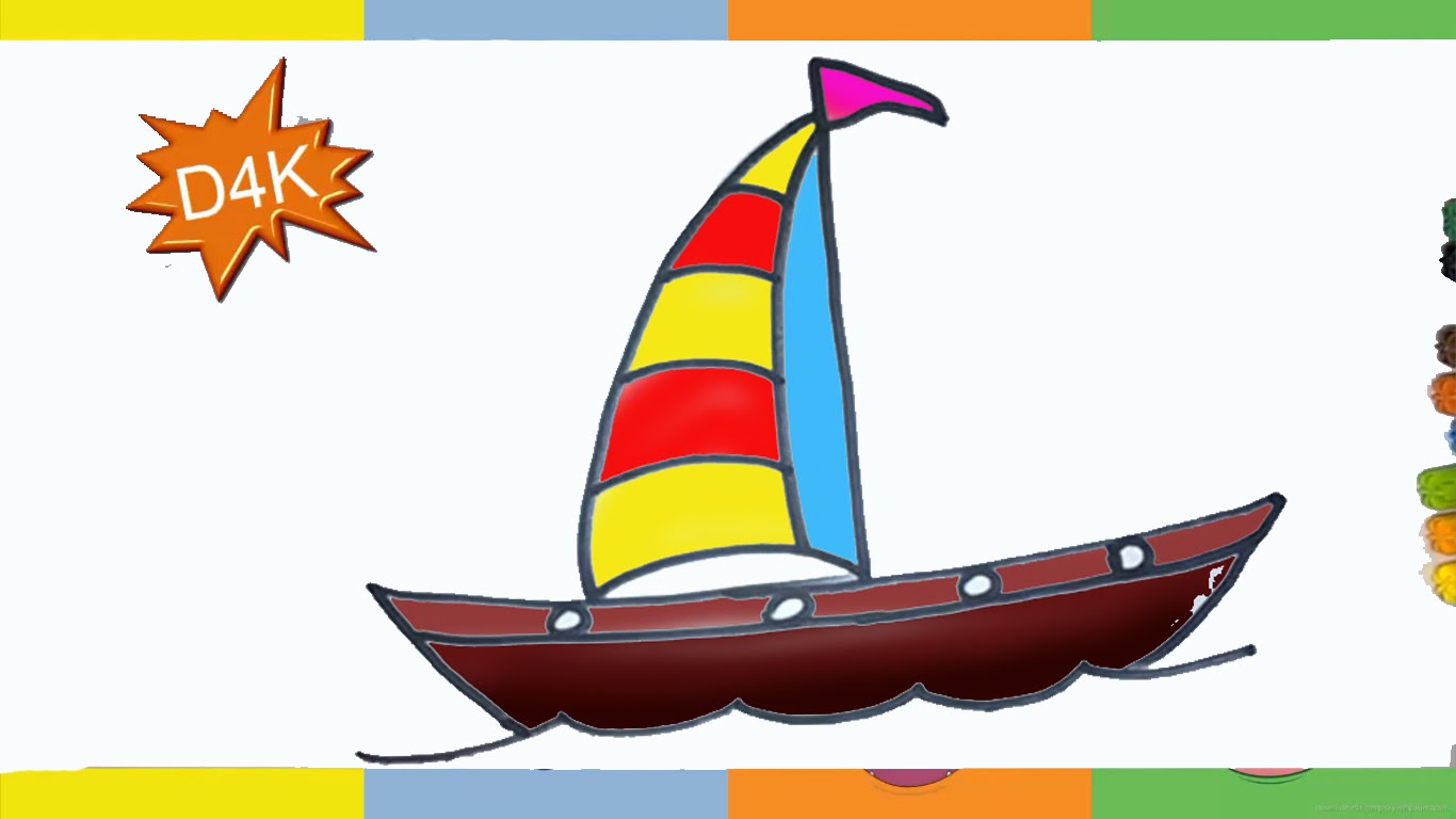1366x768 How To Draw Sailboat Step By Step For Kids Easy For Biginer