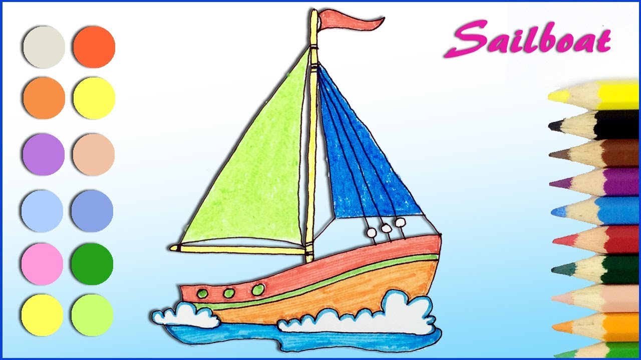 1280x720 How To Draw A Sailboat Drawing And Coloring Pages Kids Learn