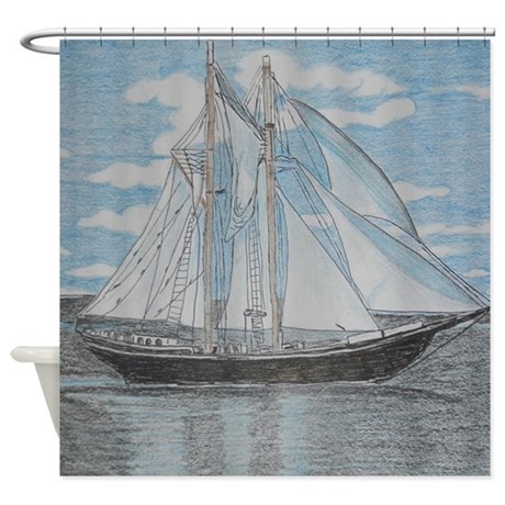 460x460 Sailboat Drawing Shower Curtains Cafepress