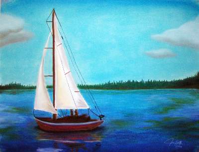 400x305 Sailing Teen Pastel About Drawing, Pastel, Lake And Sailboat