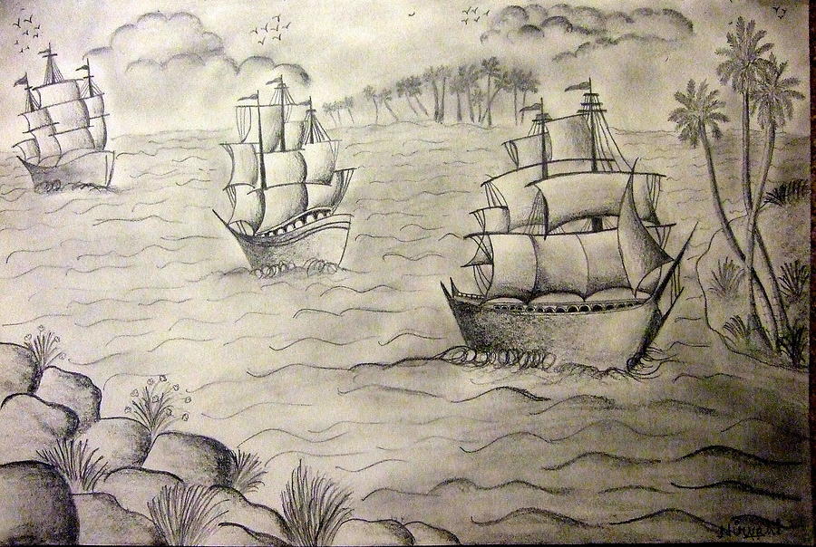 900x604 Ships Drawing By Nirvani Mujumdar