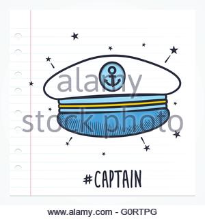 300x320 Drawing Sailor Cap Nautical Anchor Design Vector Illustration Eps