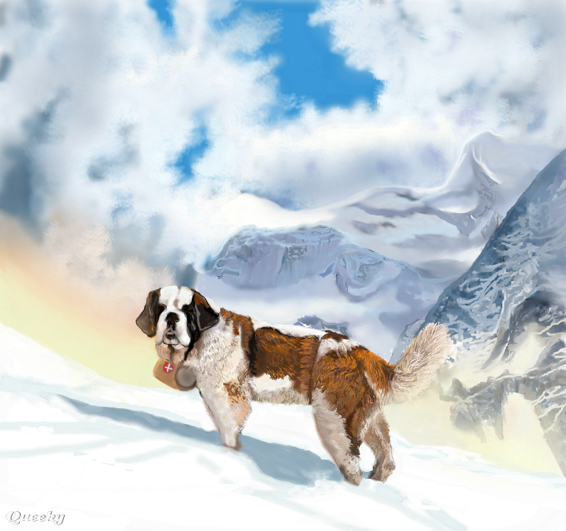 794x744 St. Bernard A Landscape Speedpaint Drawing By Betty