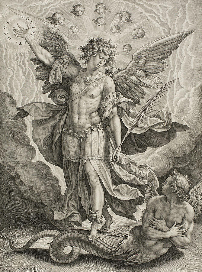 669x900 St Michael Triumphing Over The Dragon Drawing By Hieronymus
