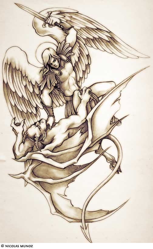 504x820 God Fighting Devil Tattoo The Most Popular Archangel Tattoo Is