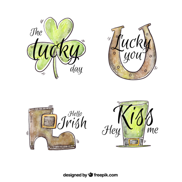 626x626 Several Drawings Of St. Patrick's Day Watercolor With Message