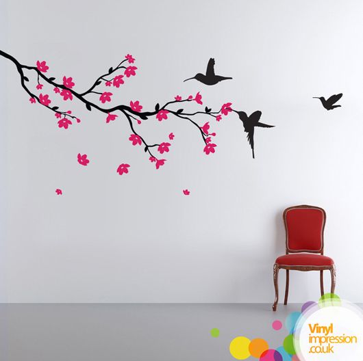 530x528 Anime Sakura Tree Drawing Cherry Blossom Branch Wall Decor