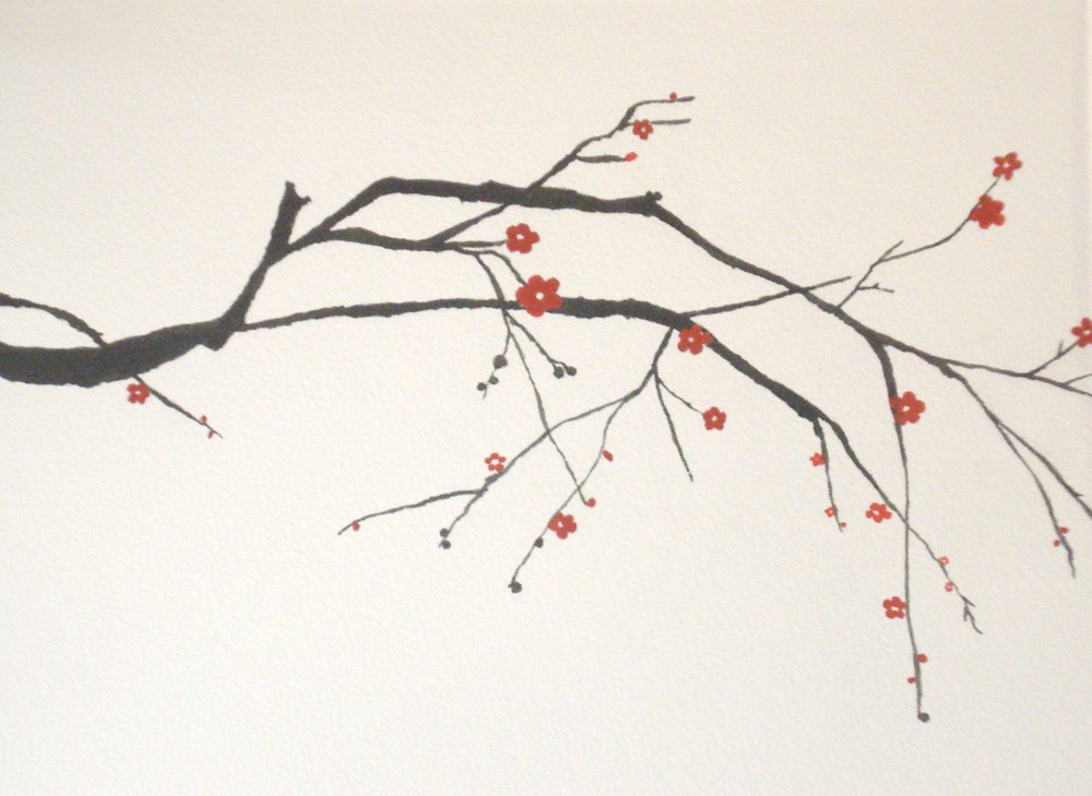 1000x729 Imgs For Gt Sakura Branch Drawing Cherry Blossoms