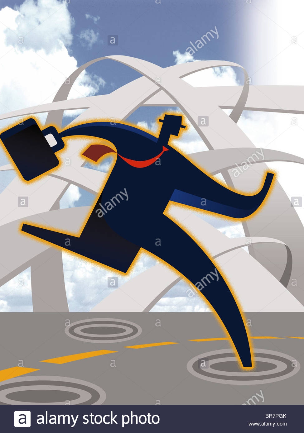 975x1390 A Drawing Of A Busy Salesman Stock Photo, Royalty Free Image