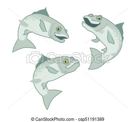 450x406 Salmon. The Fish Print On White Background. Vector Vector