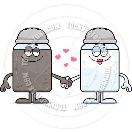460x460 Cartoon Salt And Pepper Shakers Holding Hands By Cory Thoman
