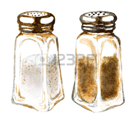 450x398 Salt And Pepper Shakers. Spice Containers. Set Of Hand Drawn