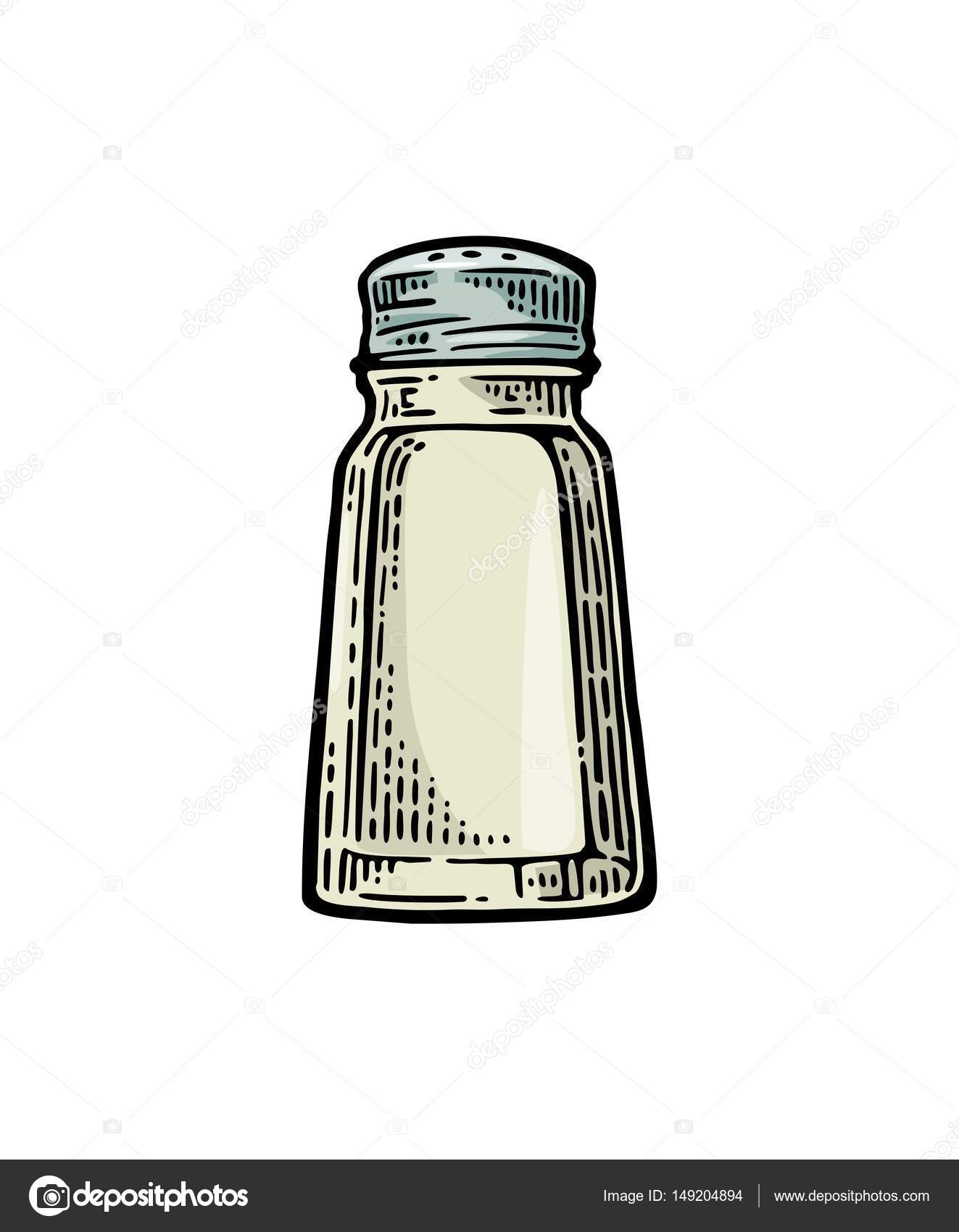 1323x1700 Salt Shaker. Vintage Color Vector Engraving Illustration Stock