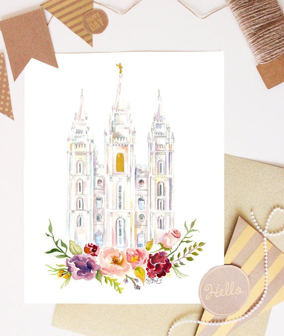 570x673 Salt Lake City Temple Watercolor By Sweetnsandy On Etsy