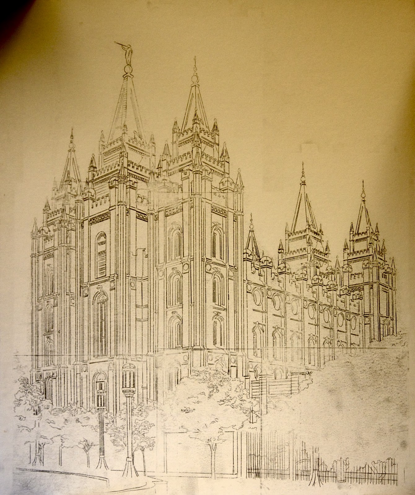 1340x1600 Shaun Anderson Fine Art Salt Lake City Temple Outline Drawing