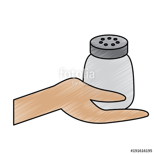 500x500 Hand Holding Salt Shaker Condiment Mineral Vector Illustration